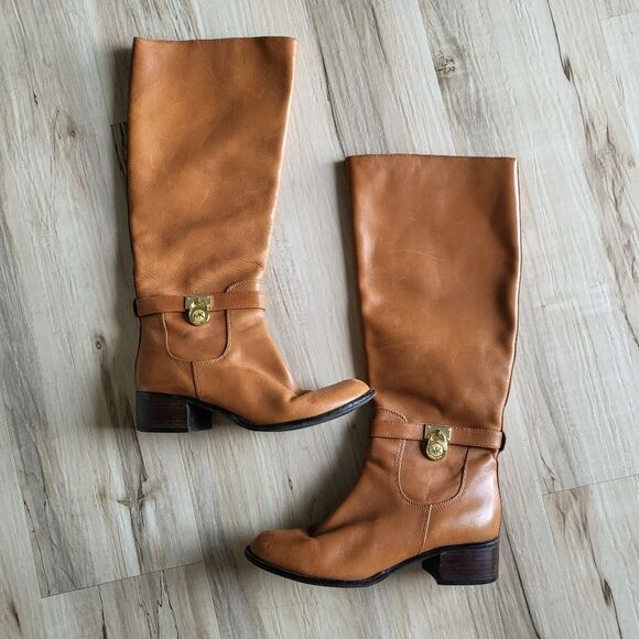Michael Kors Women Mid-Calf Leather Riding Boots Size 7M - Picture 1 of 12
